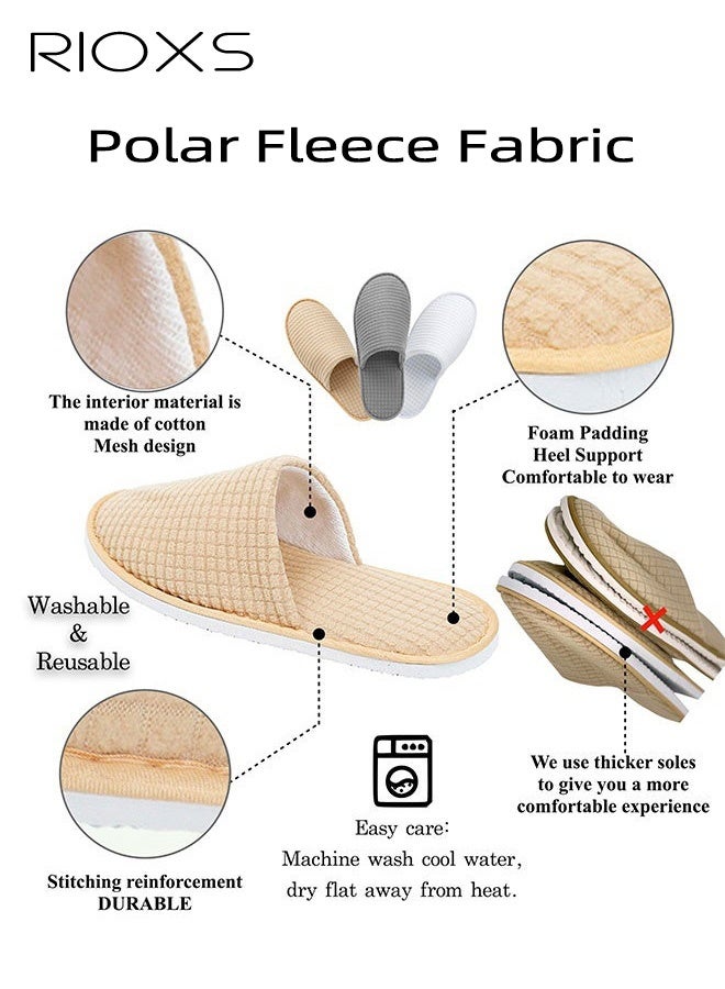 RIOXS 6 Pairs Slippers, Unisex Half Slippers, Non Slip Disposable Slippers For Guest, Reusable Washable Indoor Flats, Mens Womens Slippers, Spa Slippers Guest Slippers For Hotel/ Wedding Party, House Slippers For Bathroom Bedroom, Travel Slippers, Family Closed-toes Half Slippers, Yellow - Image 4